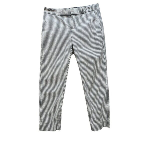 Banana Republic Womens Hampton Straight Pants Sz 2 Blue White Pinstripe Workwear - Picture 1 of 14